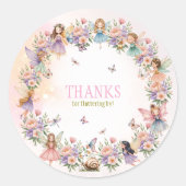 Whimsical fairy garden 1st birthday  ronde sticker (Voorkant)