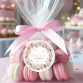 Whimsical fairy garden 1st birthday  ronde sticker