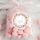 Whimsical fairy garden 1st birthday ronde sticker