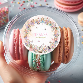 Whimsical fairy garden 1st birthday  ronde sticker