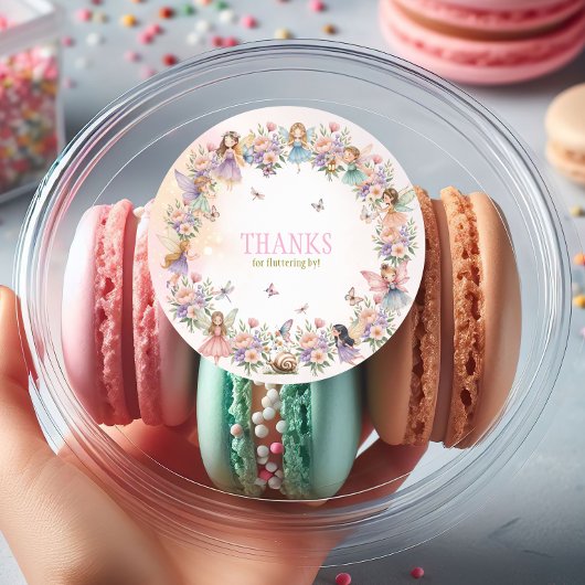 Whimsical fairy garden 1st birthday  ronde sticker