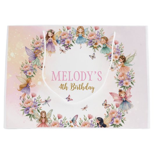 Whimsical fairy garden 4th birthday  groot cadeauzakje (Voorkant)