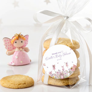 Whimsical Fairy Garden Baby shower Ronde Sticker