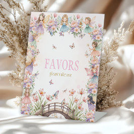 Whimsical fairy garden birthday Favors Reclamebord Met Voetstuk