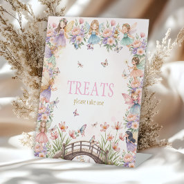 Whimsical fairy garden birthday Treats Reclamebord Met Voetstuk