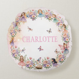Whimsical fairy garden gift for girl rond kussen