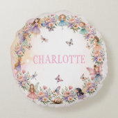 Whimsical fairy garden gift for girl rond kussen (Achterkant)