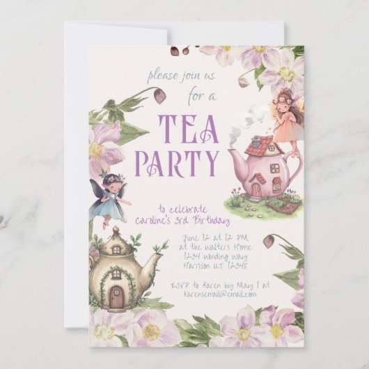 Whimsical Fairy Garden Tea Party uitnodiging (Voorkant)