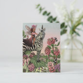 Whimsical Fairy Garden Zebra Eenhoorn Floral Art Briefkaart (Staand voorkant)
