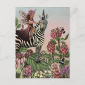 Whimsical Fairy Garden Zebra Eenhoorn Floral Art Briefkaart (Voorkant)