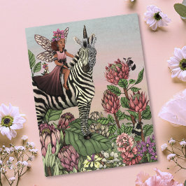 Whimsical Fairy Garden Zebra Eenhoorn Floral Art Briefkaart