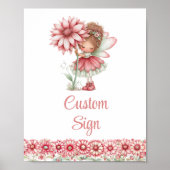 Whimsical Fairy Girl Blush Floral Birthday Custom  Poster (Voorkant)
