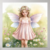 Whimsical Fairy Girl in Flower Garden Poster (Voorkant)