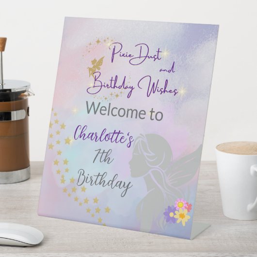 Whimsical Fairy Girl Welkom Reclamebord Met Voetstuk (Insitu)