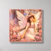Whimsical Fairy in Dreamy Pink Floral Garden Canvas Afdruk (Voorkant)