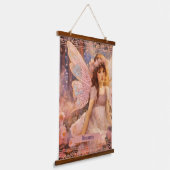 Whimsical Fairy in Dreamy Pink Floral Garden Hangend Wandkleed (Gebogen)