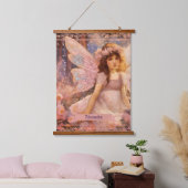 Whimsical Fairy in Dreamy Pink Floral Garden Hangend Wandkleed (Slaapkamer)