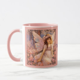 Whimsical Fairy in Dreamy Pink Floral Garden Mok