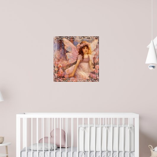 Whimsical Fairy in Dreamy Pink Floral Garden Poster (Kinderkamer 2)