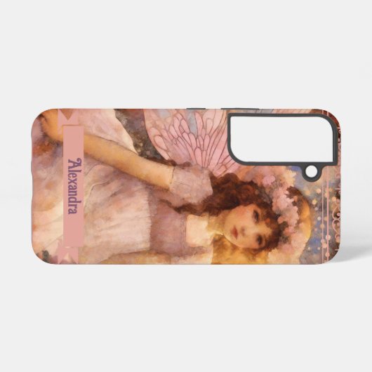 Whimsical Fairy in Dreamy Pink Floral Garden Samsung Galaxy Hoesje (Achterkant horizontaal)