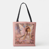 Whimsical Fairy in Dreamy Pink Floral Garden Tote Bag (Achterkant)