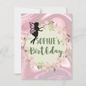 Whimsical Fairy kinderen verjaardag uitnodigingska Kaart (Achterkant)