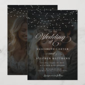 Whimsical Fairy Light Night Fotobruiloft Kaart (Voorkant / Achterkant)