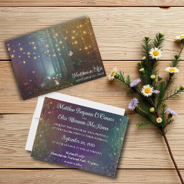 Whimsical Fairy Lights Woodland Wedding Kaart