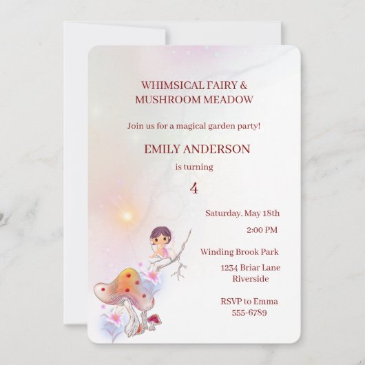 Whimsical Fairy Magical 4e Verjaardag Uitnodiging (Voorkant)