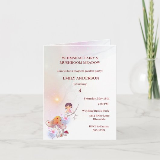 Whimsical Fairy Magical 4e Verjaardag Uitnodiging (Voorkant)