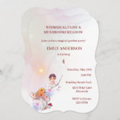 Whimsical Fairy Magical 4e Verjaardag Uitnodiging (Voorkant / Achterkant)