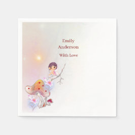 Whimsical Fairy Magische 4e verjaardag papieren se Servet