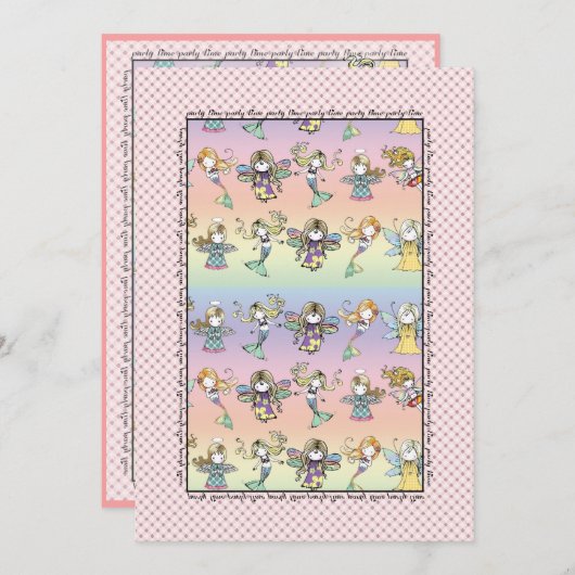 Whimsical Fairy Mermaid and Angel Party nodigt uit Kaart (Voorkant / Achterkant)