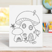 Whimsical Fairy Mushroom Colour Page Poster
