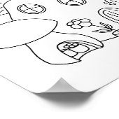 Whimsical Fairy Mushroom Colour Page Poster (Hoek)