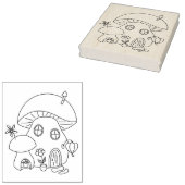 Whimsical Fairy Mushroom Colour Page Rubberstempel (Gestempeld)