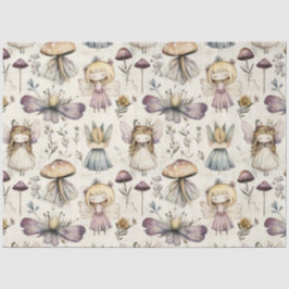 Whimsical Fairy & Mushroom Flower Garden Decoupage Tissuepapier