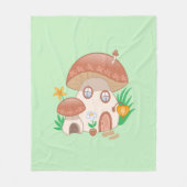 Whimsical Fairy Mushroom House Green Fleece Deken (Voorkant)