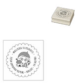 Whimsical Fairy Mushroom House Scalloped Address Rubberstempel (Gestempeld)