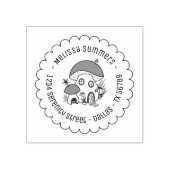 Whimsical Fairy Mushroom House Scalloped Address Rubberstempel (Afrduk)