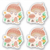 Whimsical Fairy Mushroom House Set 4 Sticker (Voorkant)