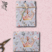 Whimsical Fairy Queen Magical Crown Pastel Pink Inpakpapier Vel