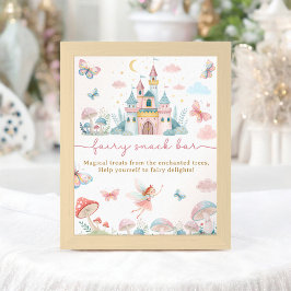 Whimsical Fairy Snack Bar Teken 1e Verjaardagsfees Poster