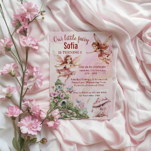 Whimsical Fairy-thema 1e verjaardag uitnodiging