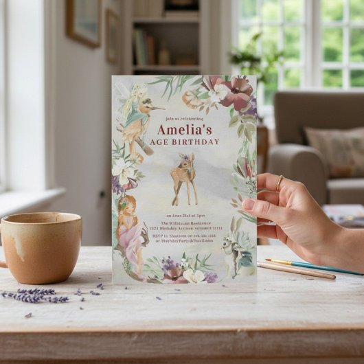 Whimsical Fairy Woodland Floral Birthday Kaart