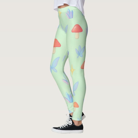 Whimsical Fairycore Pattern – Mushrooms, Crystals  Leggings (Links)