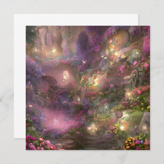 Whimsical Fairyland achtergrond Notitiekaartje (Voorkant / Achterkant)