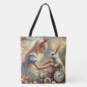 Whimsical Fairytale Art Alice and White Rabbit Tote Bag (Voorkant)