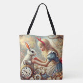 Whimsical Fairytale Art Alice and White Rabbit Tote Bag (Achterkant)