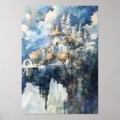Whimsical Fairytale Castle on Sky Cliff Poster (Voorkant)